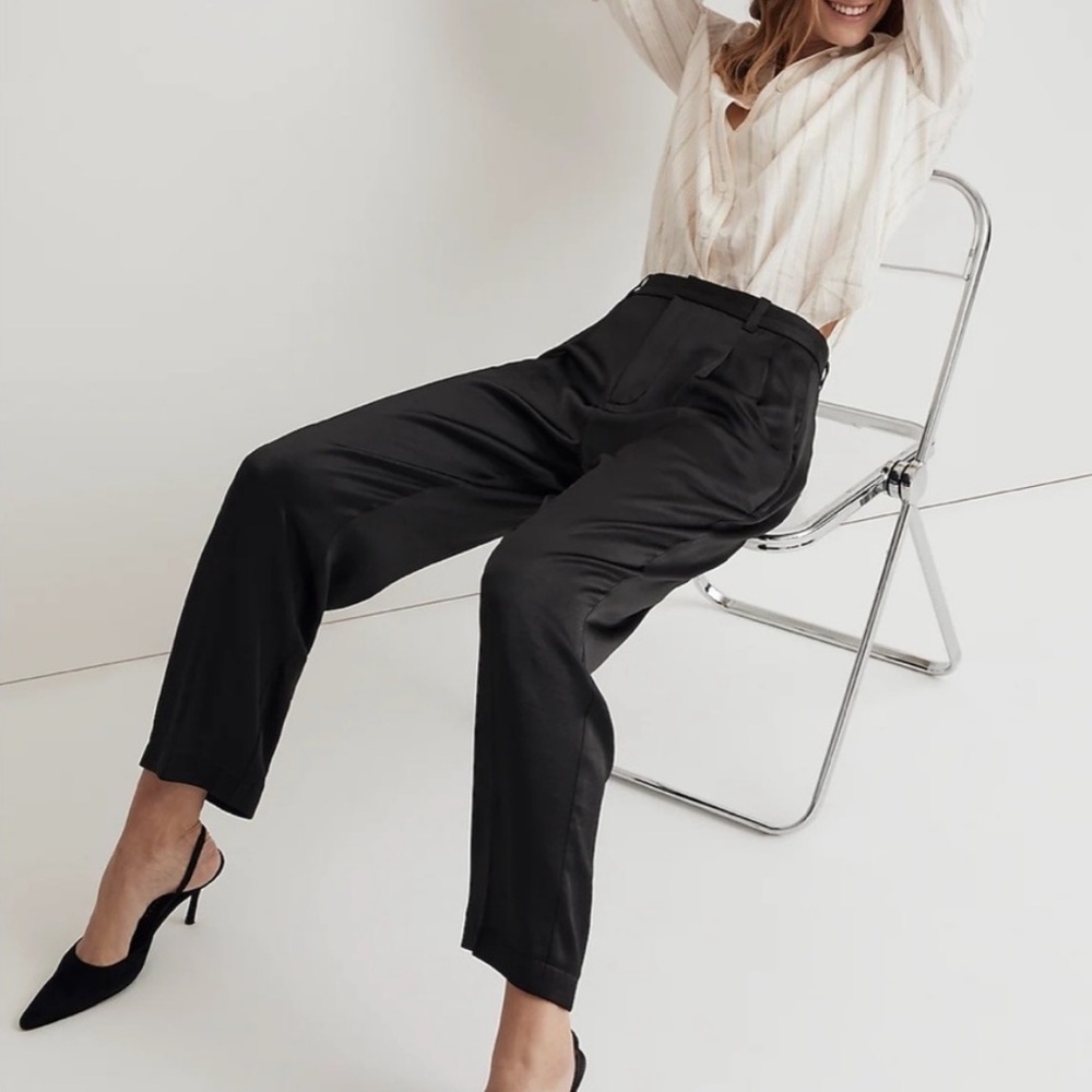 New Madewell The Turner Tapered Pant in Satin Sz 8 - Picture 3 of 3